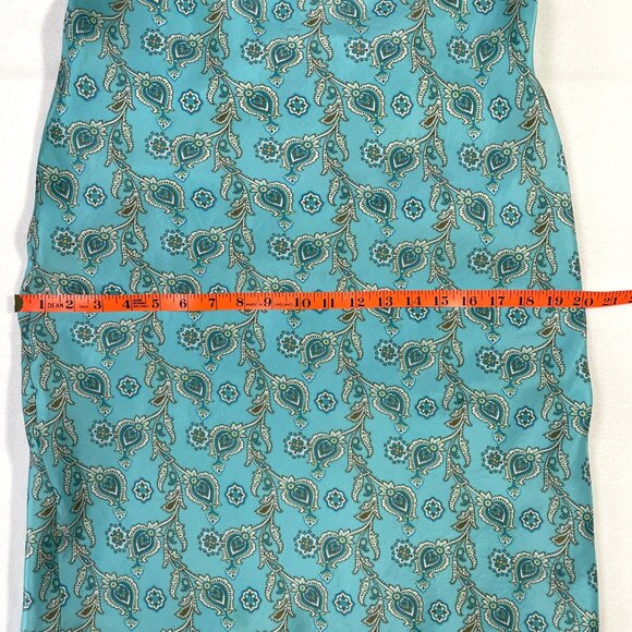 Gap Silk Halter Slip Mini Dress Vintage Y2k Size 8 Aqua Blue Green Paisley - Picture 9 of 15